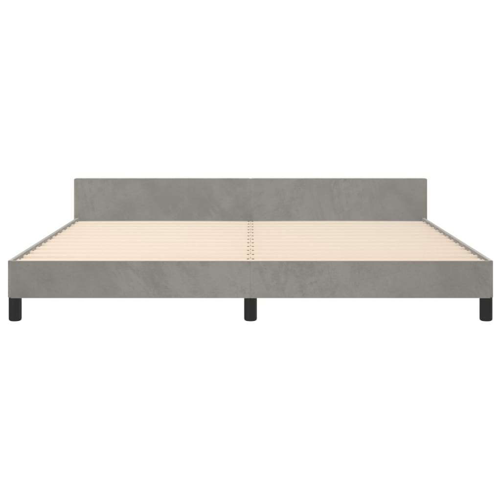 vidaXL Estrutura de cama c/ cabeceira 200x200 cm veludo cinzento-claro