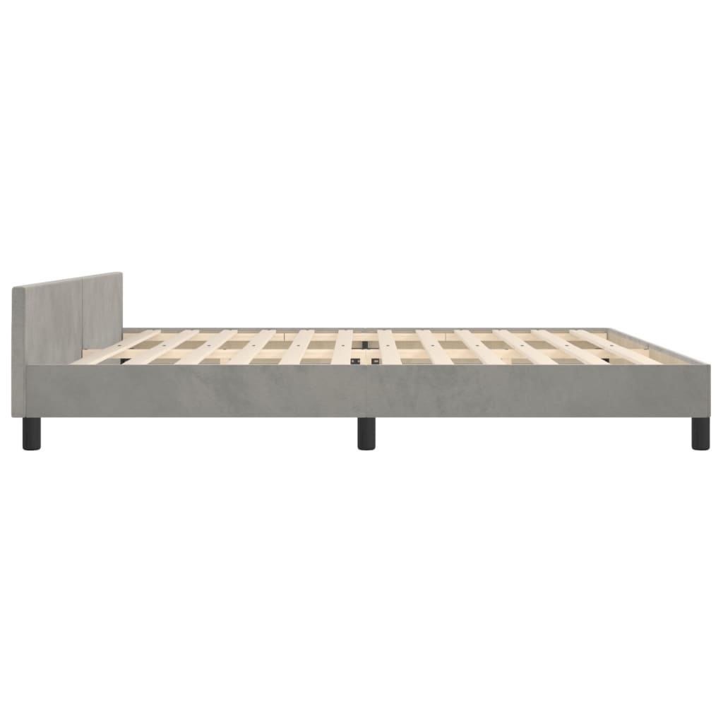 vidaXL Estrutura de cama c/ cabeceira 200x200 cm veludo cinzento-claro