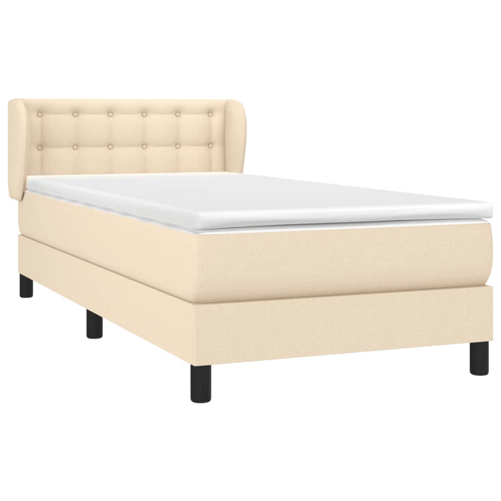 vidaXL Cama com molas/colchão 90x190 cm tecido cor creme