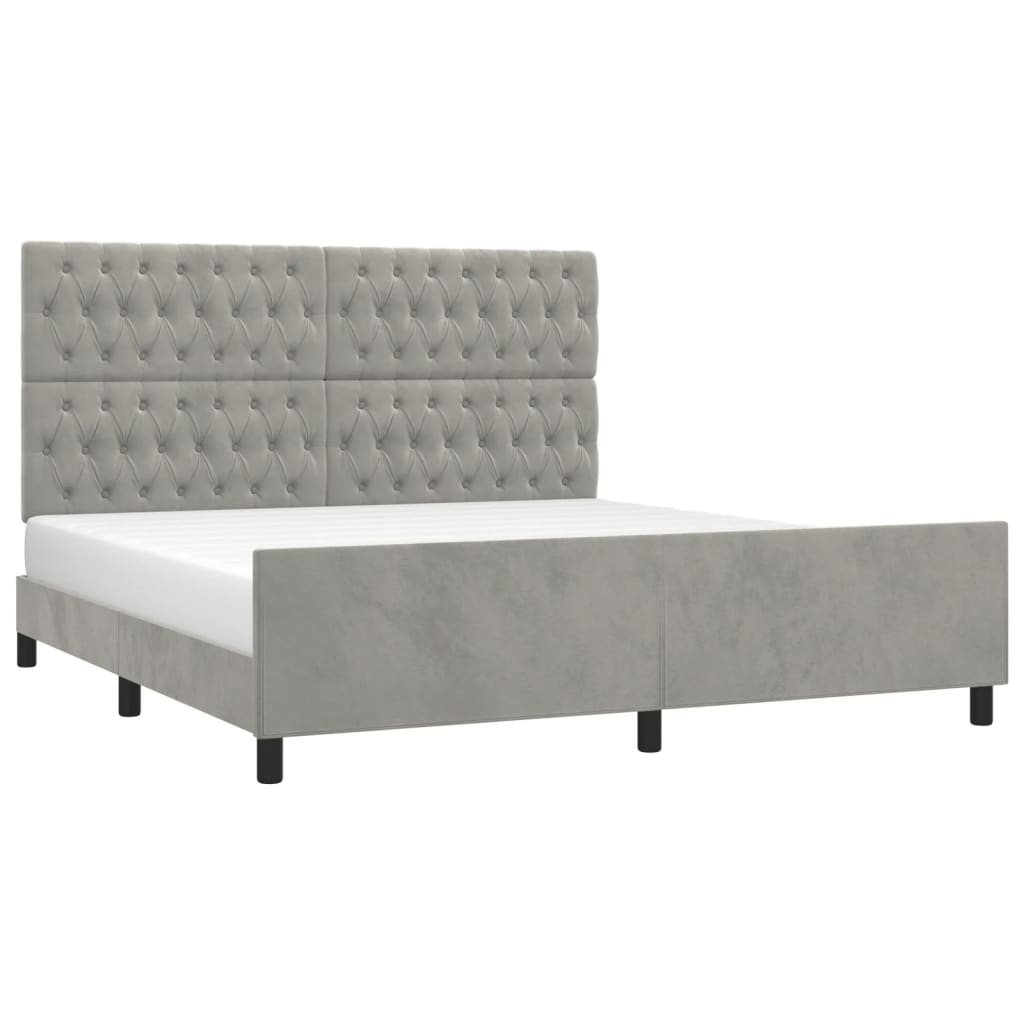 vidaXL Estrutura de cama c/ cabeceira 180x200 cm veludo cinzento-claro