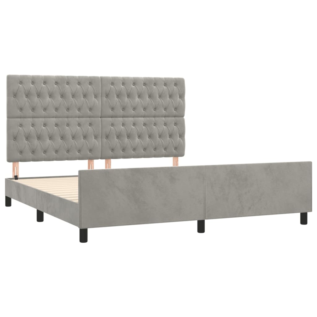 vidaXL Estrutura de cama c/ cabeceira 180x200 cm veludo cinzento-claro