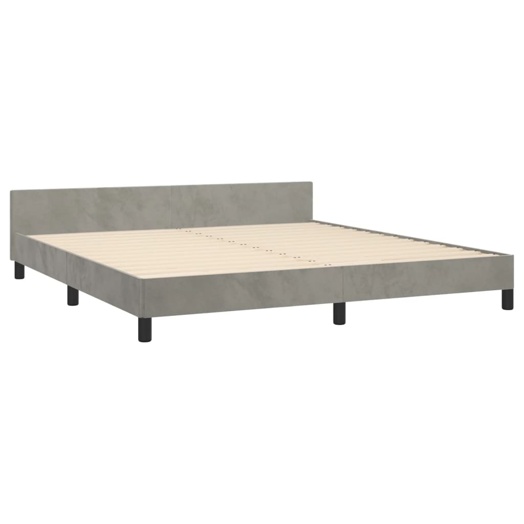 vidaXL Estrutura de cama c/ cabeceira 180x200 cm veludo cinzento-claro