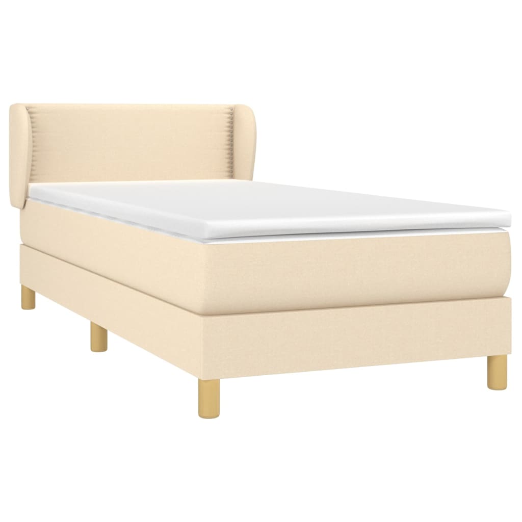 vidaXL Cama com molas/colchão 100x200 cm tecido cor creme