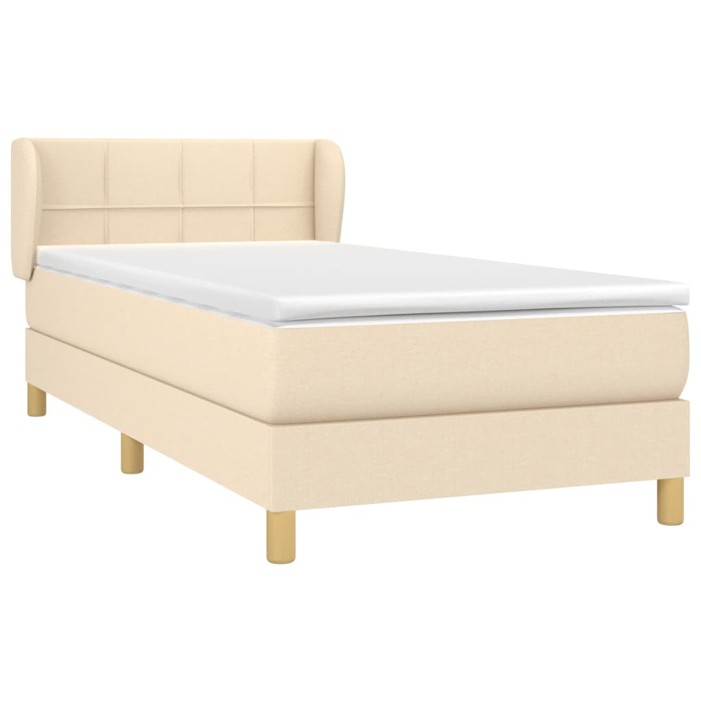 vidaXL Cama com molas/colchão 90x200 cm tecido cor crème