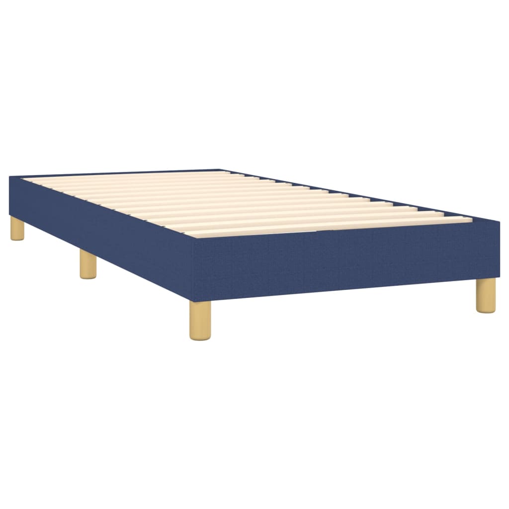 vidaXL Cama com molas/colchão 100x200 cm tecido azul