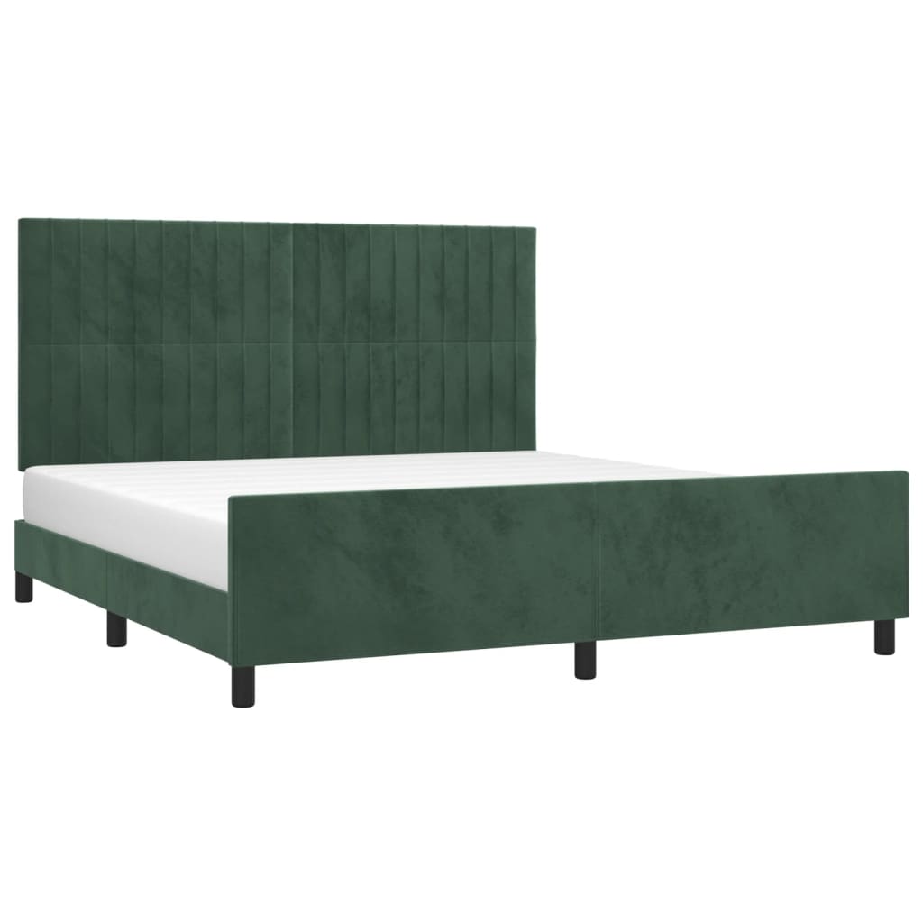 vidaXL Estrutura de cama c/ cabeceira 160x200 cm veludo verde-escuro