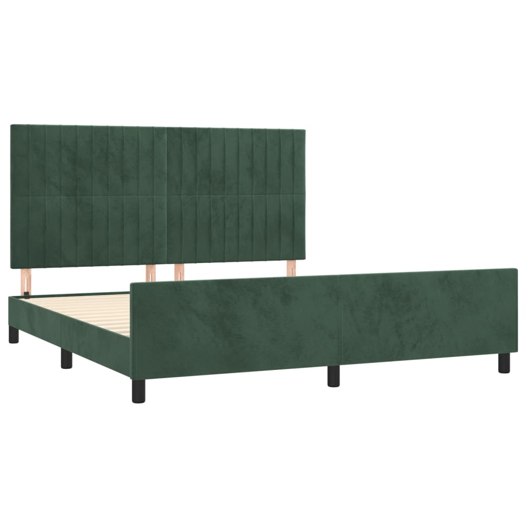 vidaXL Estrutura de cama c/ cabeceira 160x200 cm veludo verde-escuro