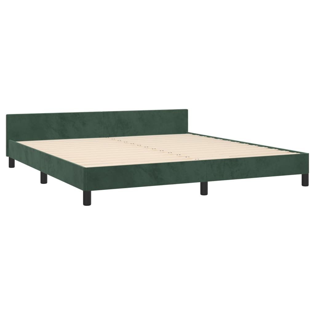 vidaXL Estrutura de cama c/ cabeceira 160x200 cm veludo verde-escuro