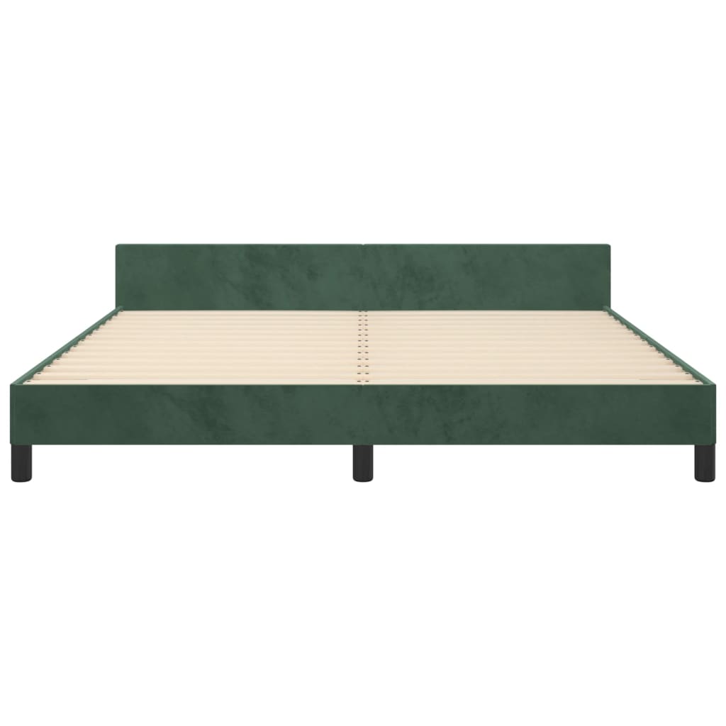 vidaXL Estrutura de cama c/ cabeceira 160x200 cm veludo verde-escuro