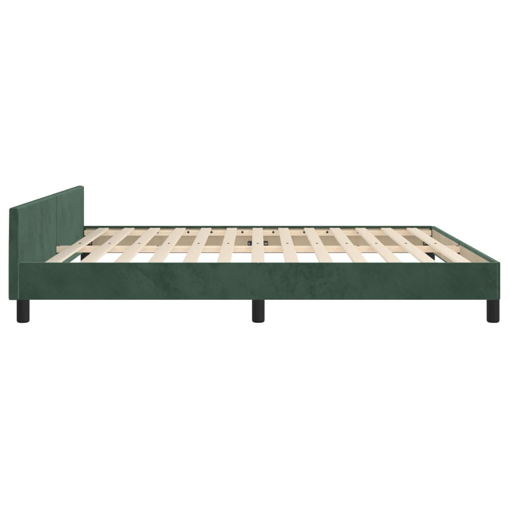 vidaXL Estrutura de cama c/ cabeceira 160x200 cm veludo verde-escuro