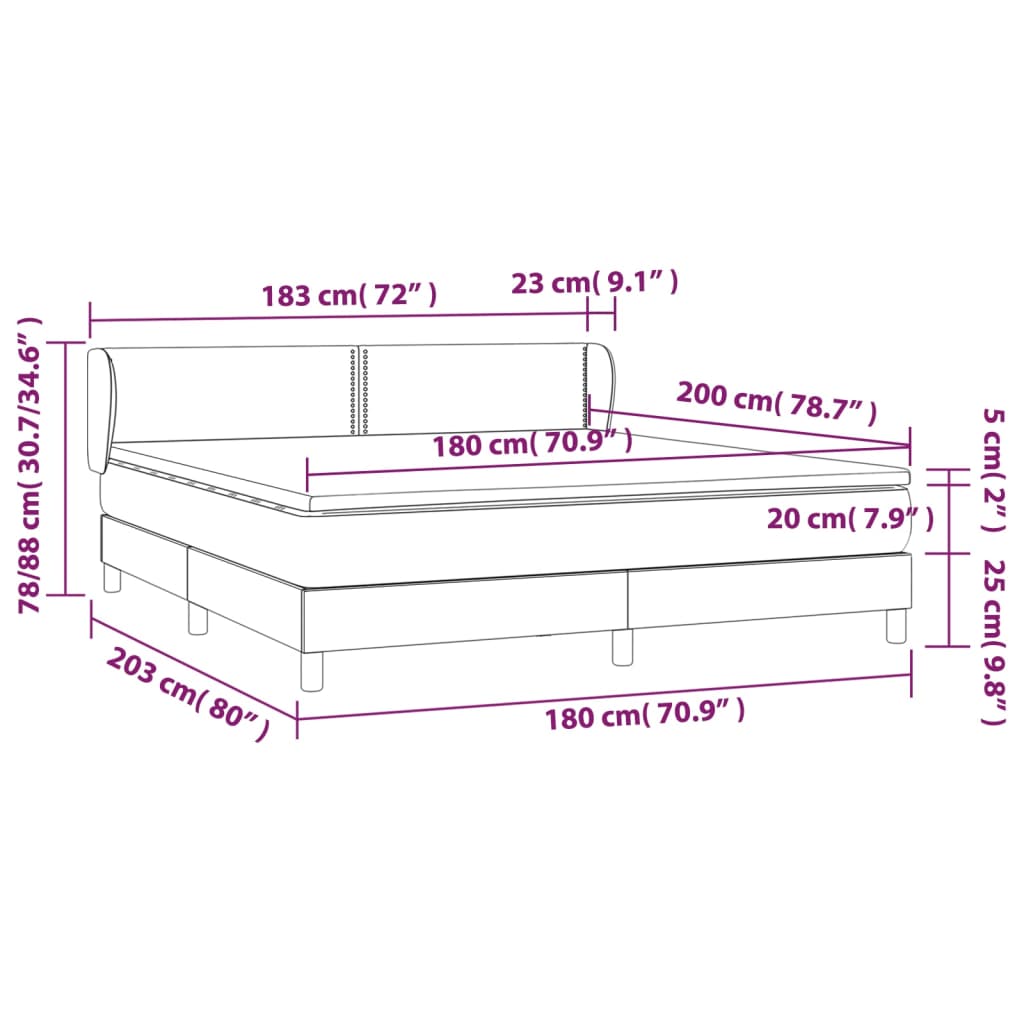 vidaXL Cama com molas/colchão 180x200 cm tecido castanho-escuro