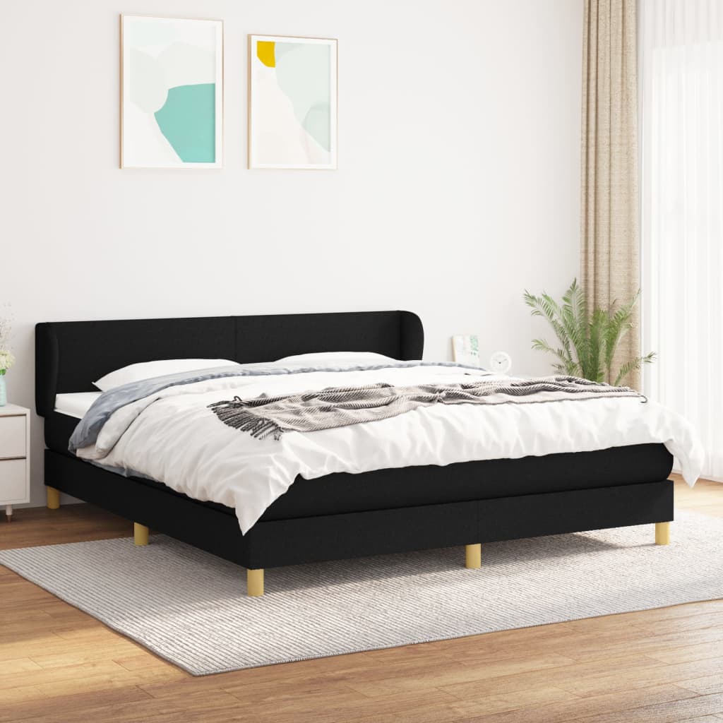 vidaXL Cama com molas/colchão 160x200 cm tecido preto