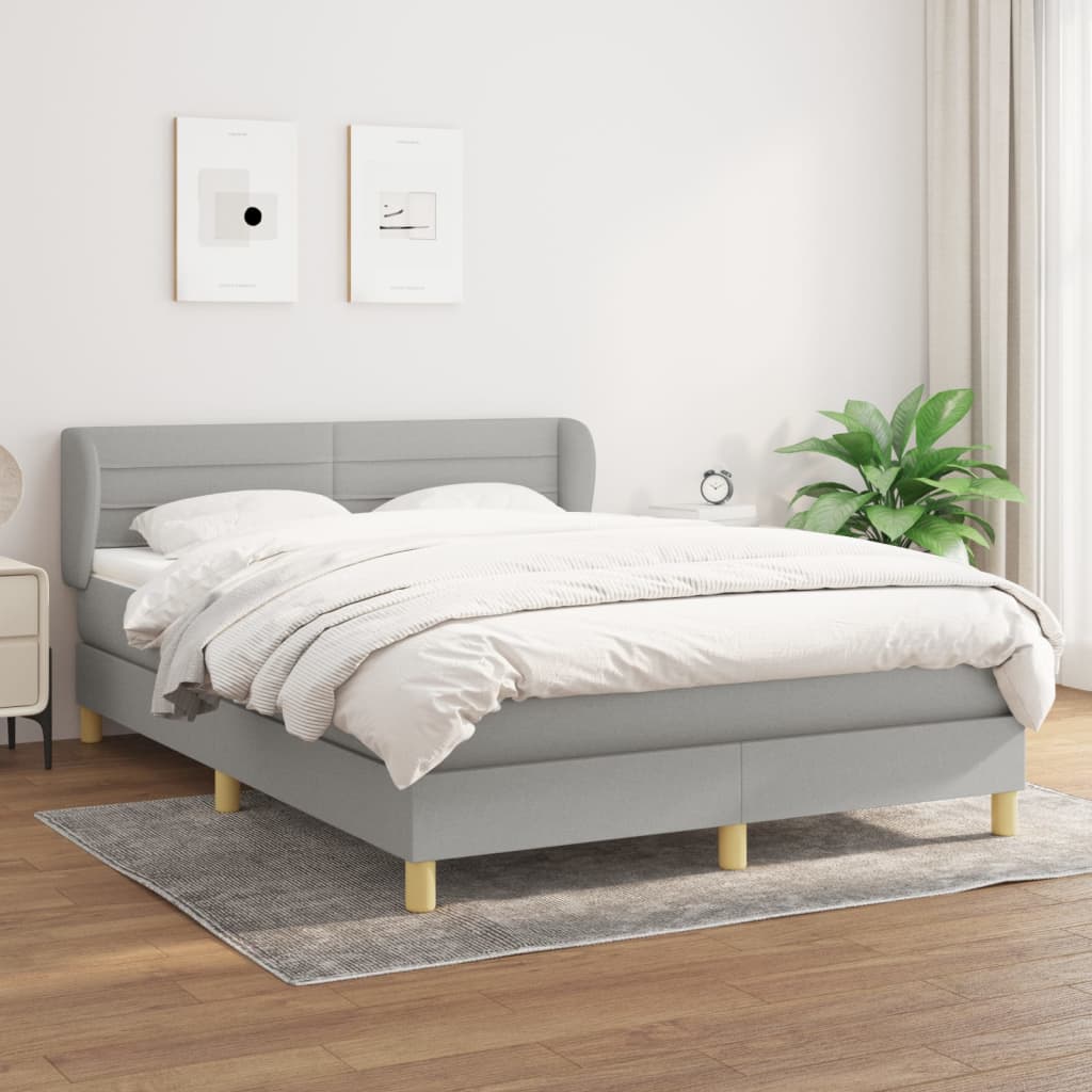 vidaXL Cama com molas/colchão 140x190 cm tecido cinzento-claro