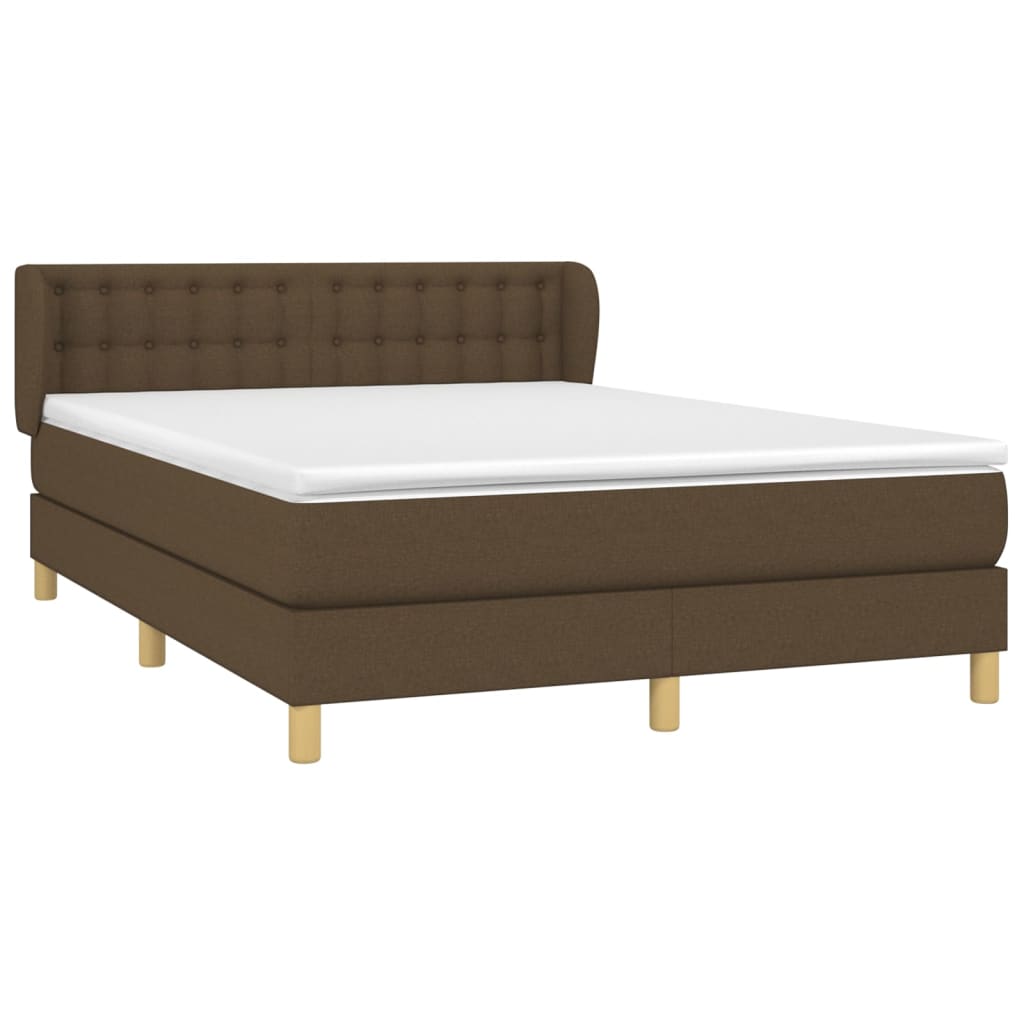 vidaXL Cama com molas/colchão 140x190 cm tecido castanho-escuro