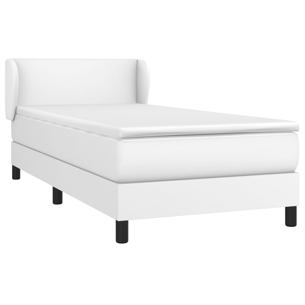 vidaXL Cama com molas/colchão 100x200 cm couro artificial branco