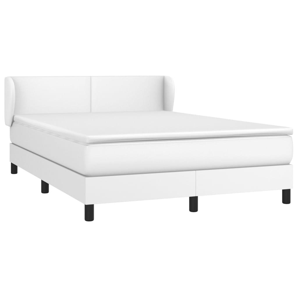 vidaXL Cama com molas/colchão 140x190 cm couro artificial branco