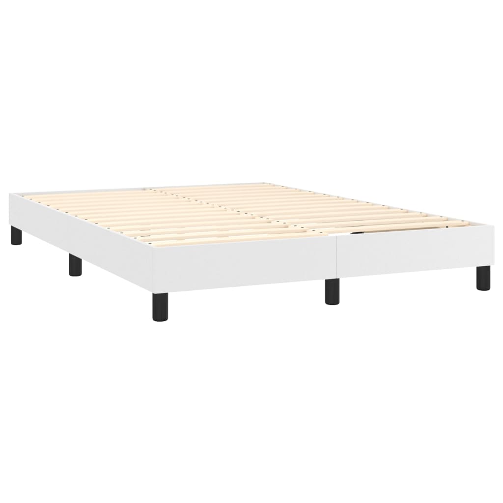 vidaXL Cama com molas/colchão 140x190 cm couro artificial branco