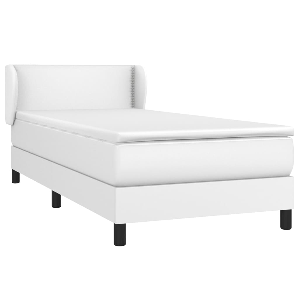 vidaXL Cama com molas/colchão 90x190 cm couro artificial branco