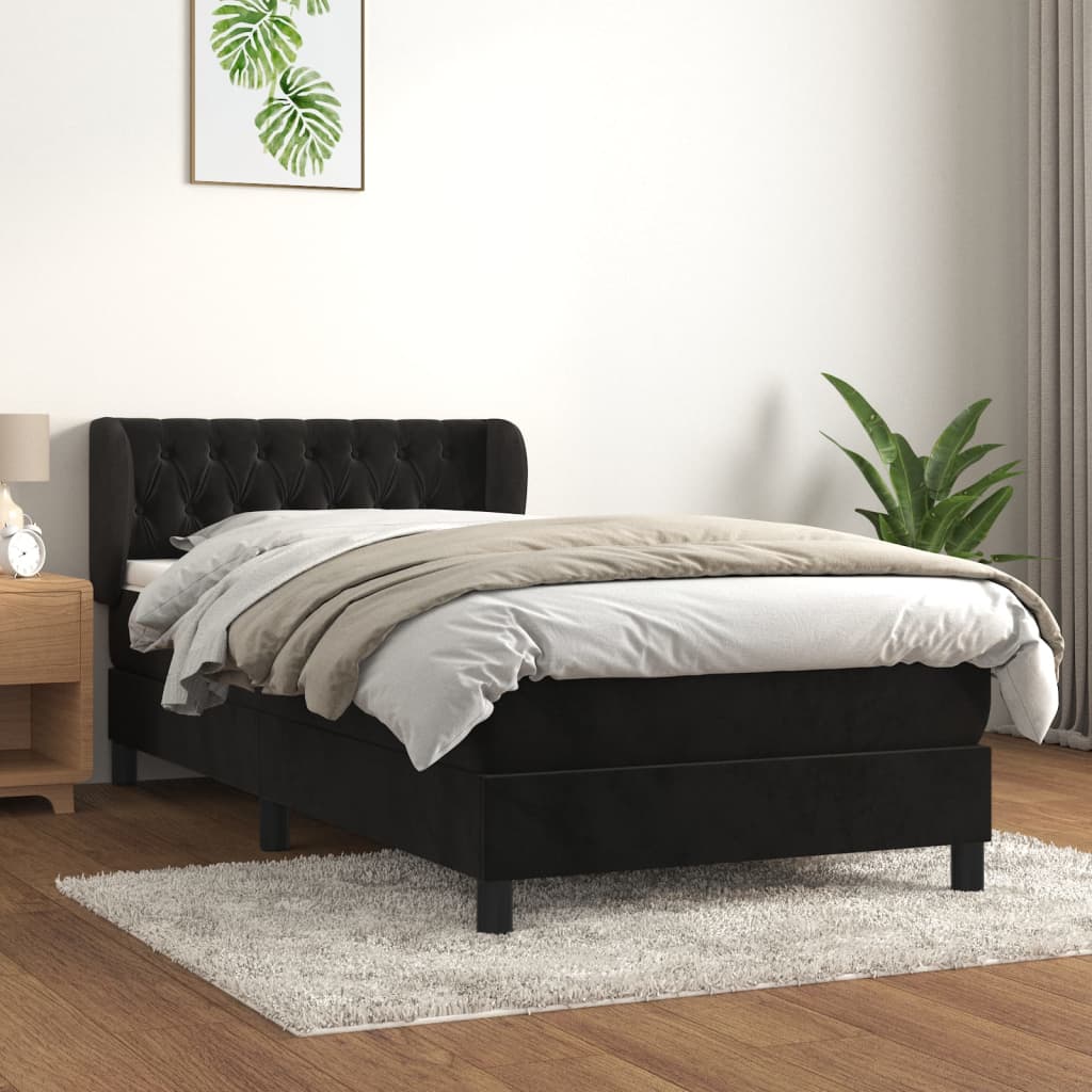 vidaXL Cama com molas/colchão 90x190 cm veludo preto