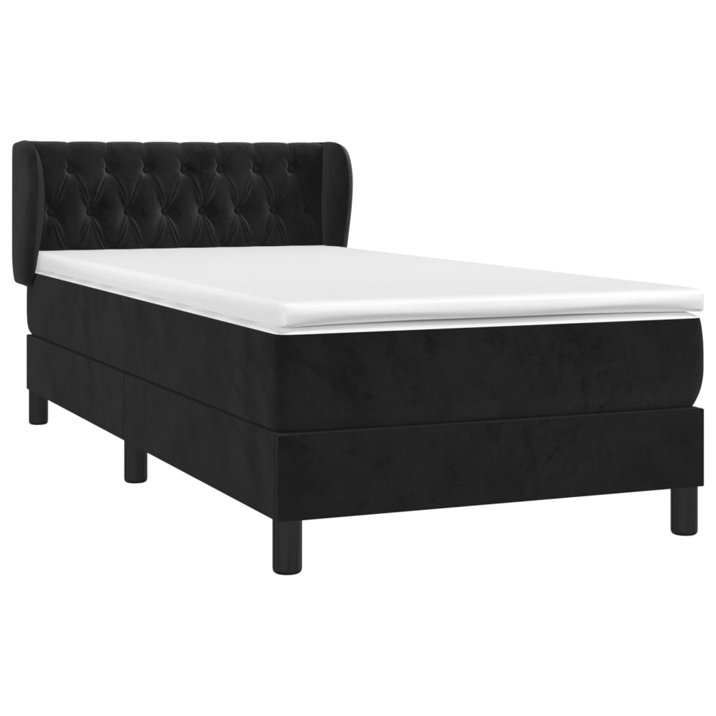 vidaXL Cama com molas/colchão 90x190 cm veludo preto