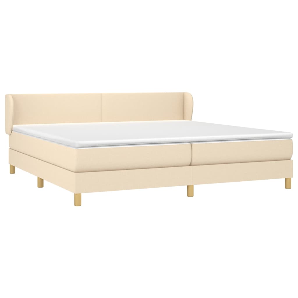 vidaXL Cama com molas/colchão 200x200 cm tecido cor creme