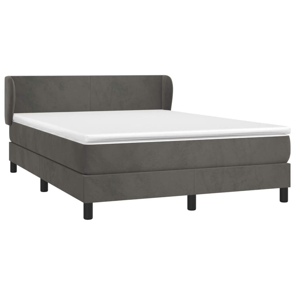 vidaXL Cama com molas/colchão 140x190 cm veludo cinzento-escuro