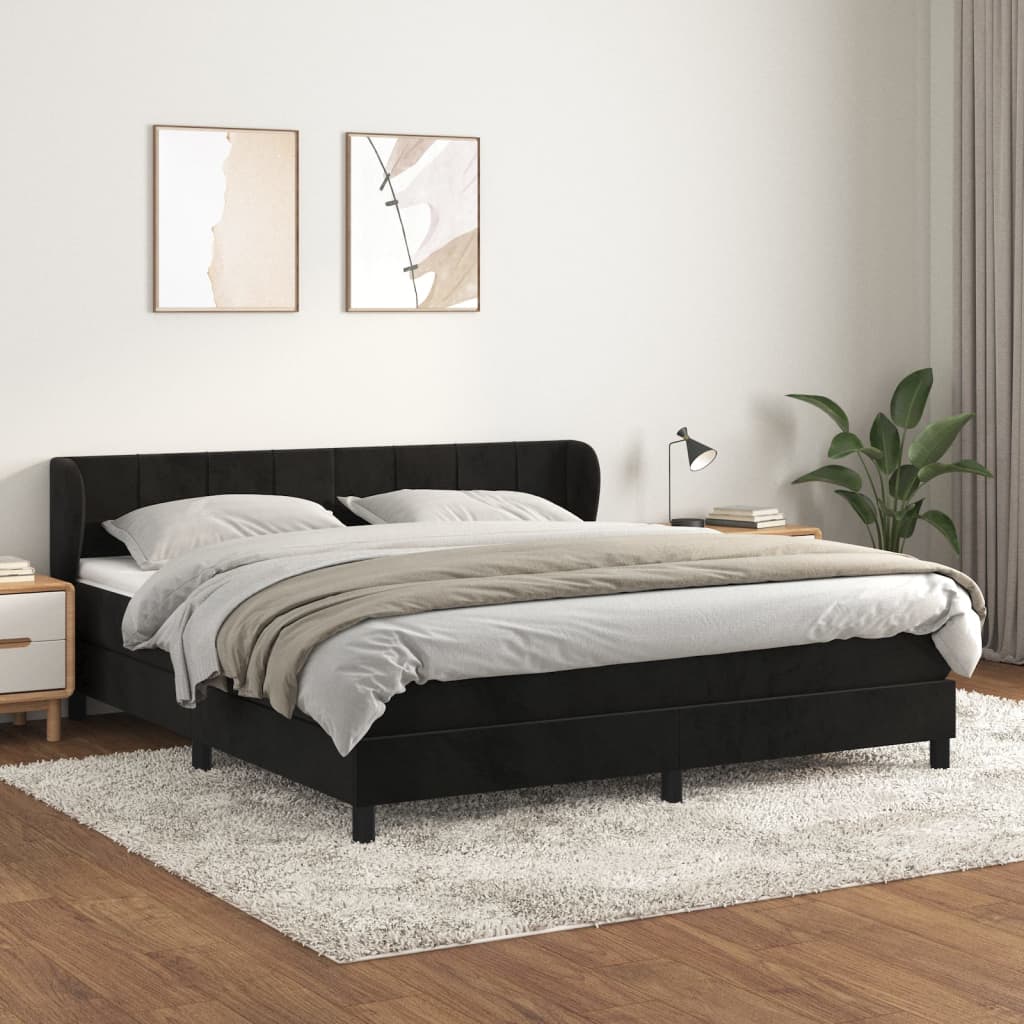 vidaXL Cama com molas/colchão 160x200 cm veludo preto