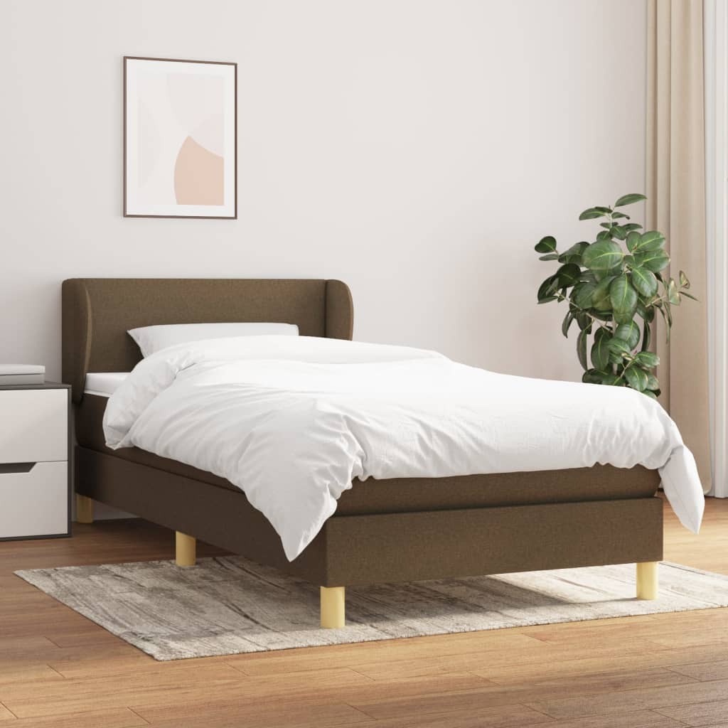 vidaXL Cama com molas/colchão 90x190 cm tecido castanho-escuro