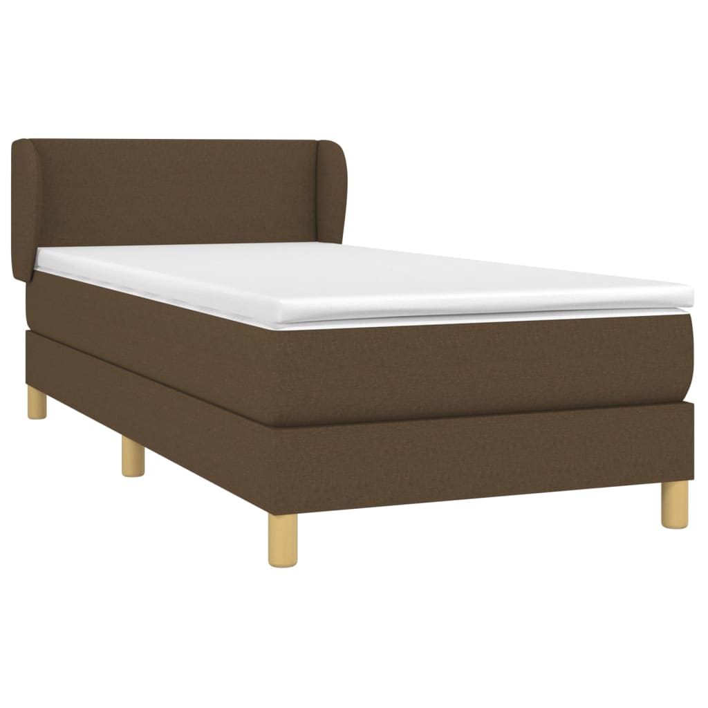 vidaXL Cama com molas/colchão 90x190 cm tecido castanho-escuro