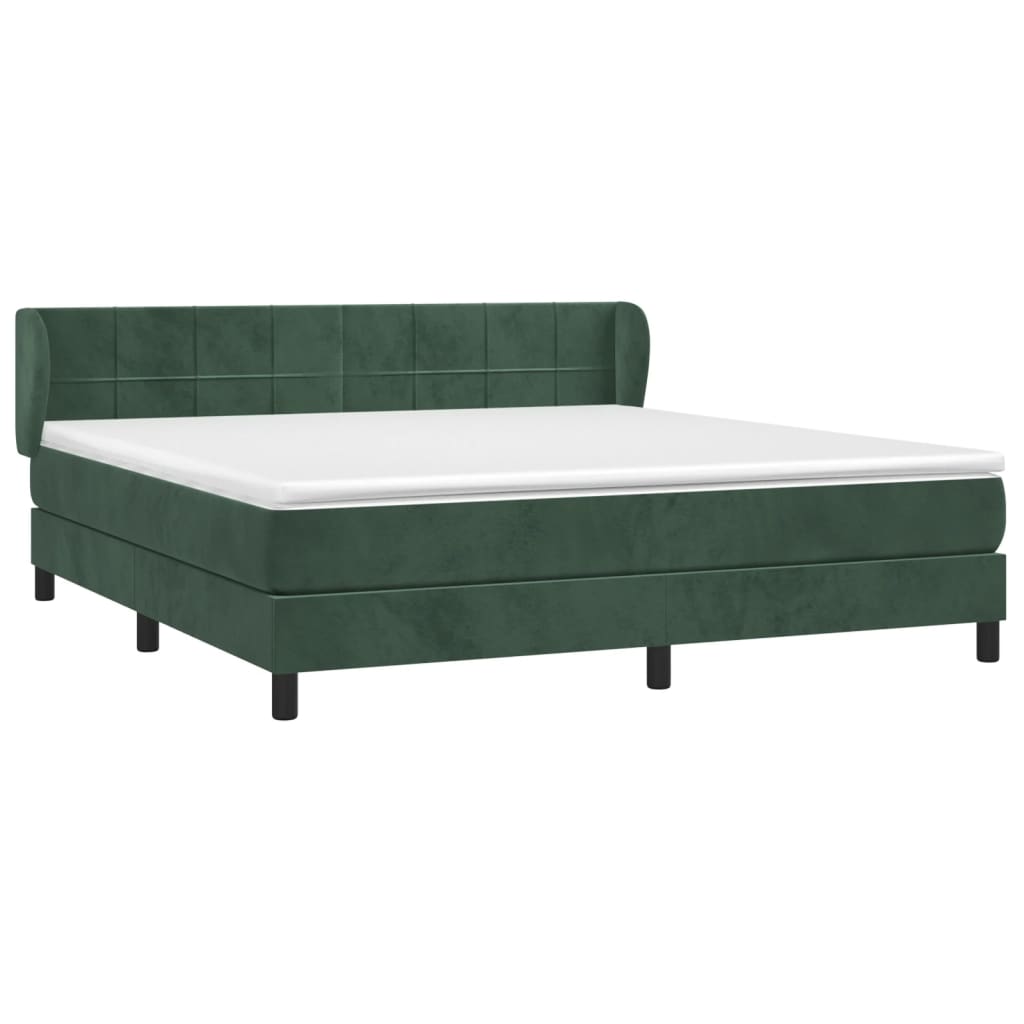 vidaXL Cama com molas/colchão 180x200 cm veludo verde-escuro