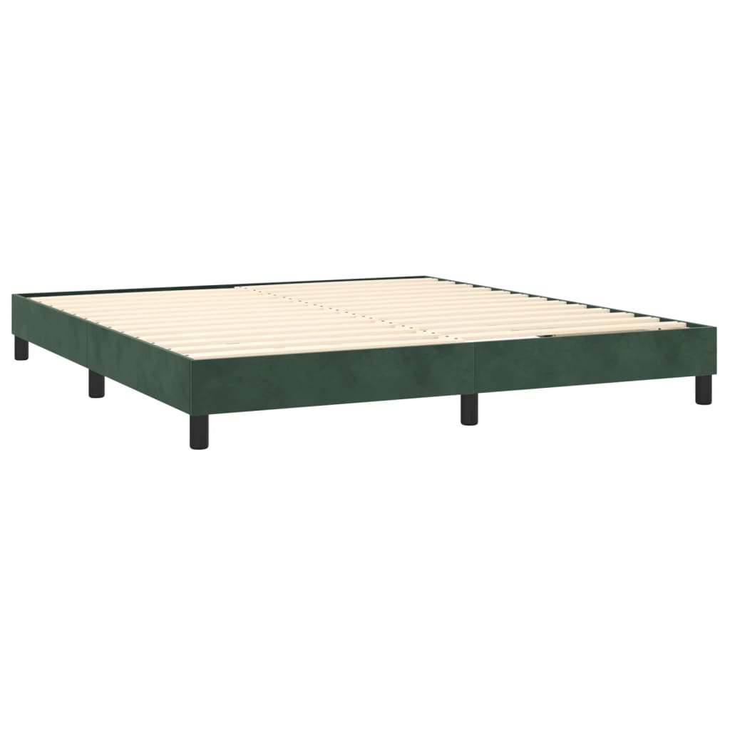 vidaXL Cama com molas/colchão 180x200 cm veludo verde-escuro