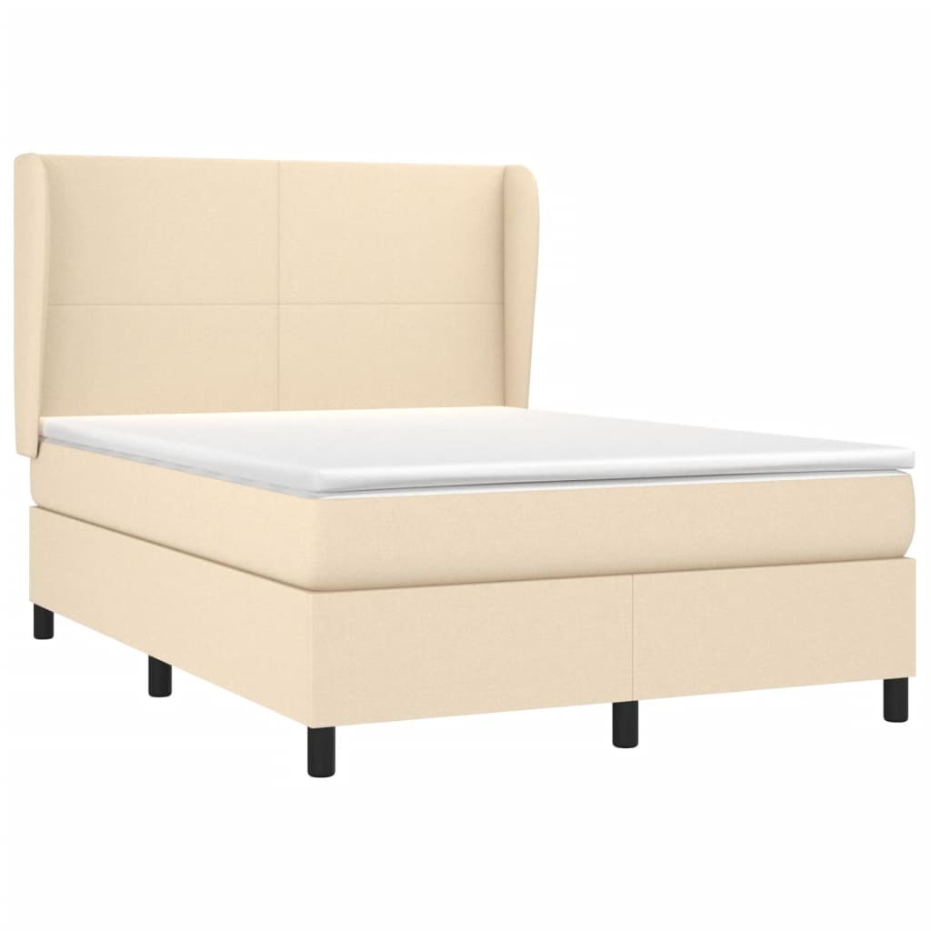 vidaXL Cama com molas/colchão 140x200 cm tecido cor creme