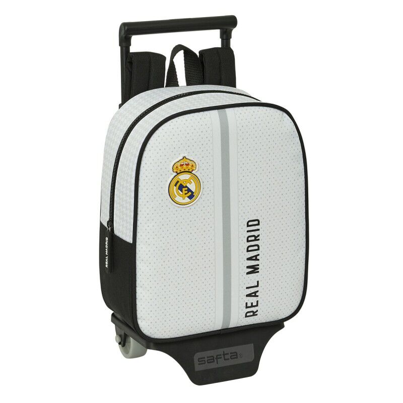 Real Madrid C.F.|Mochila Escolar com Rodas Real Madrid C.F. Branco Cinzento 22 x 27 x 10 cm Real Madrid C.F.|Mochila Escolar com Rodas Real Madrid C.F. Branco Cinzento 22 x 27 x 10 cm