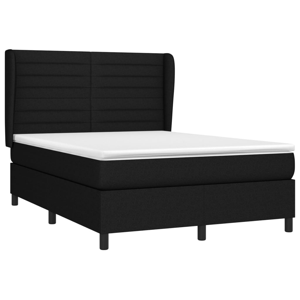 vidaXL Cama com molas/colchão 140x190 cm tecido preto