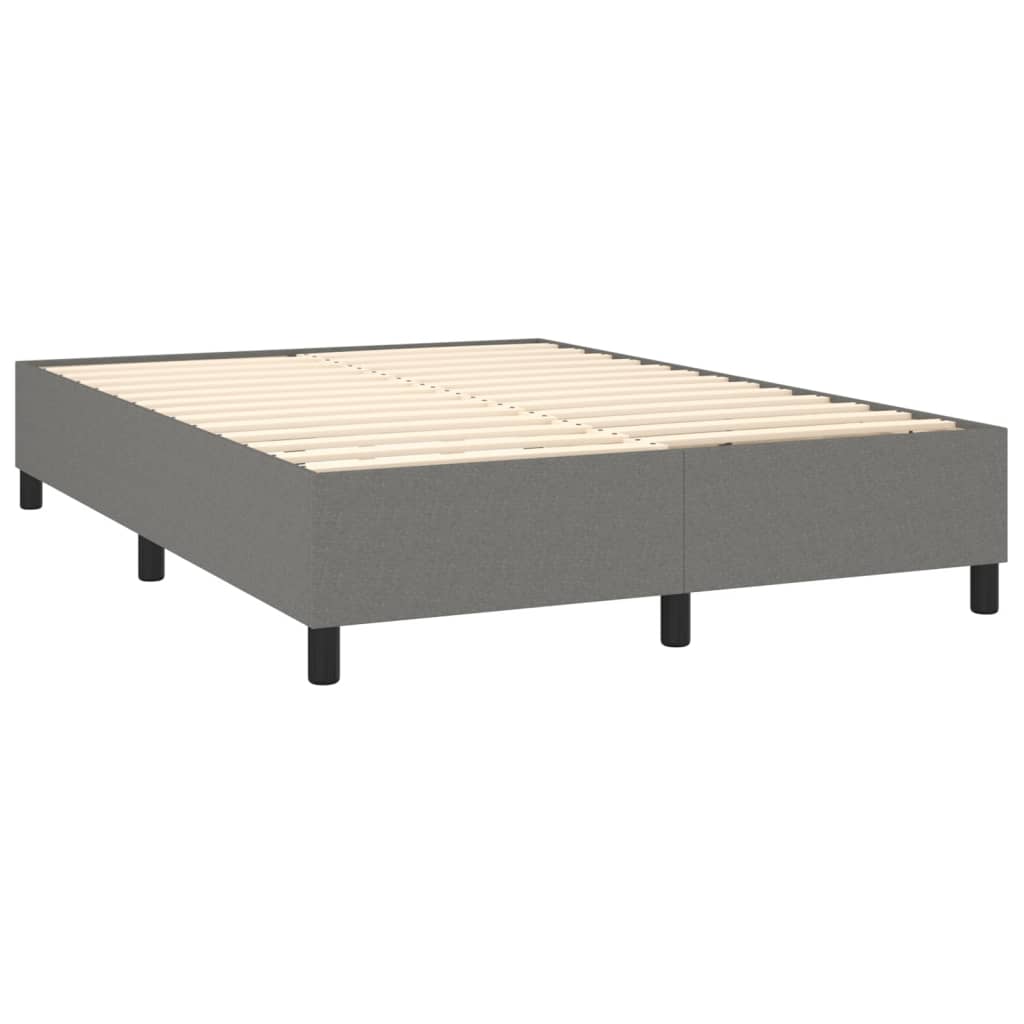 vidaXL Cama com molas/colchão 140x190 cm tecido cinzento-escuro