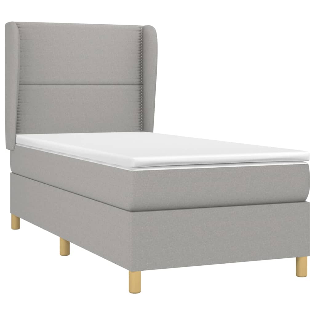 vidaXL Cama com molas/colchão 90x200 cm tecido cinza-claro