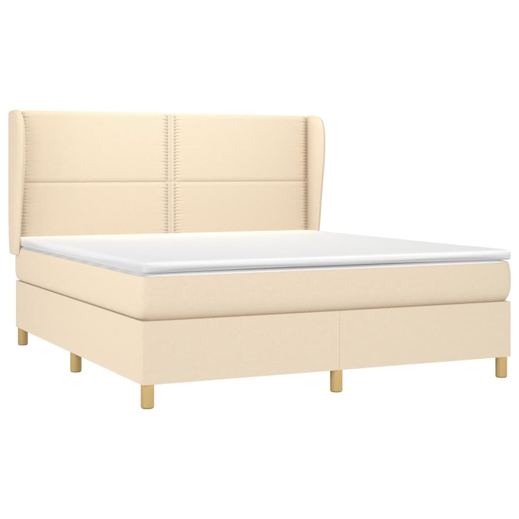 vidaXL Cama com molas/colchão 160x200 cm tecido cor creme