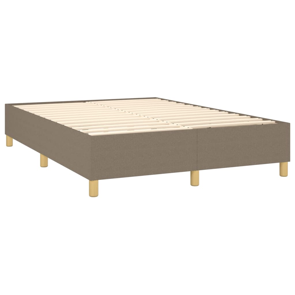 vidaXL Cama com molas/colchão 140x190 cm tecido castanho-acinzentado