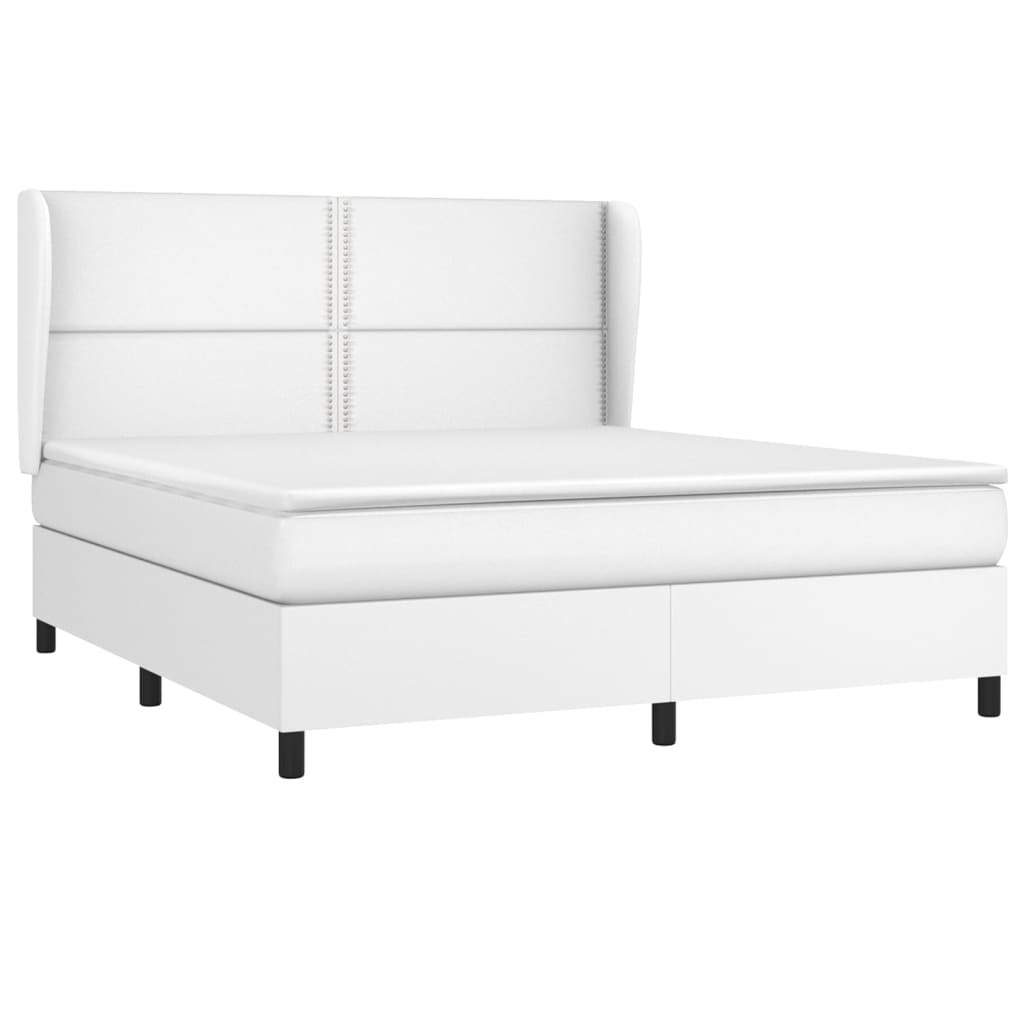 vidaXL Cama com molas/colchão 160x200 cm couro artificial branco