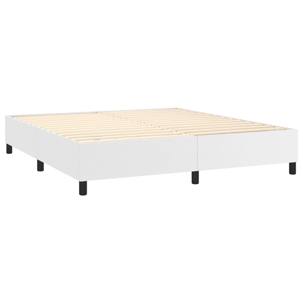 vidaXL Cama com molas/colchão 160x200 cm couro artificial branco