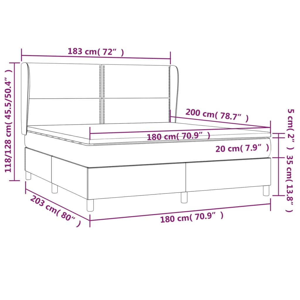 vidaXL Cama com molas/colchão 180x200 cm couro artificial cinza