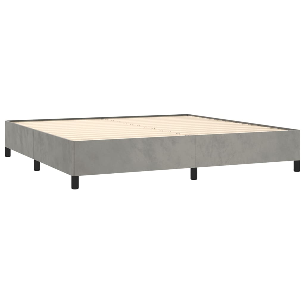 vidaXL Cama com molas/colchão 200x200 cm veludo cinzento-claro