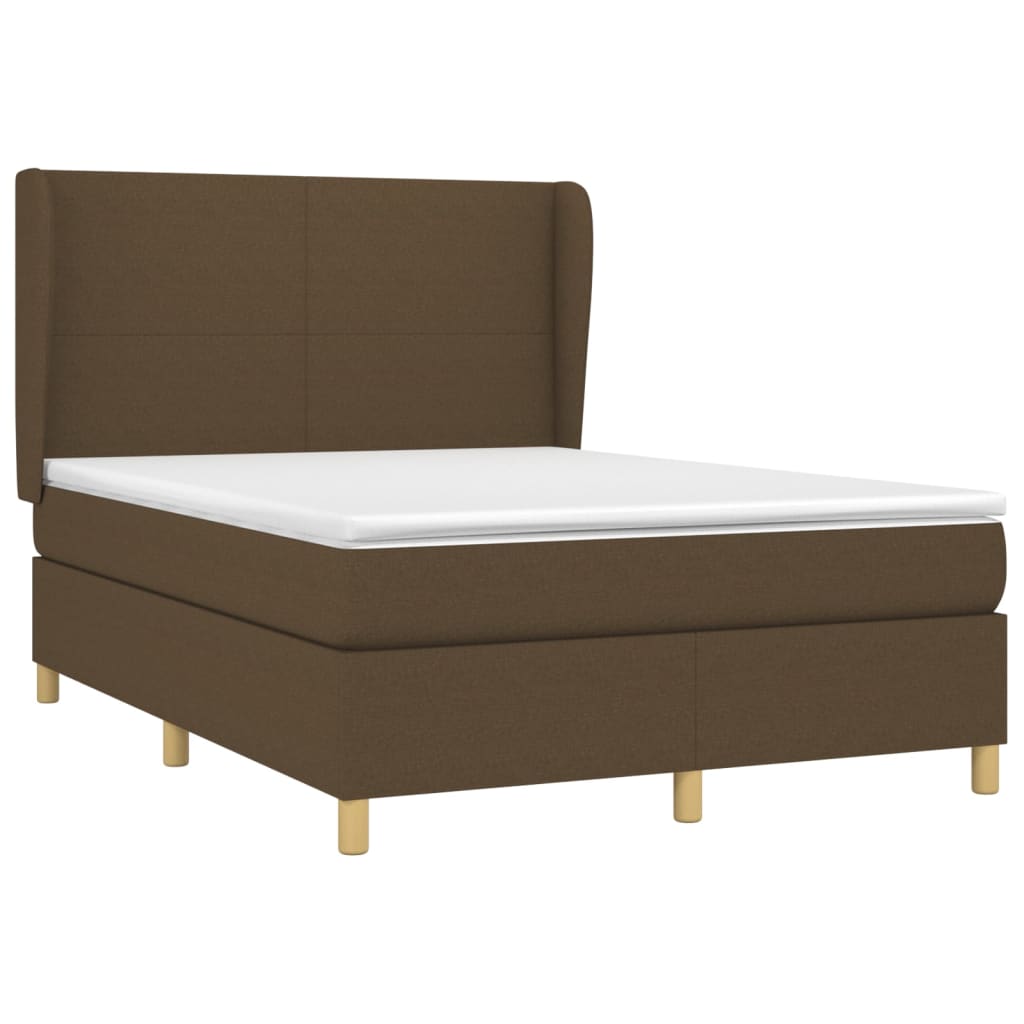 vidaXL Cama com molas/colchão 140x190 cm tecido castanho-escuro