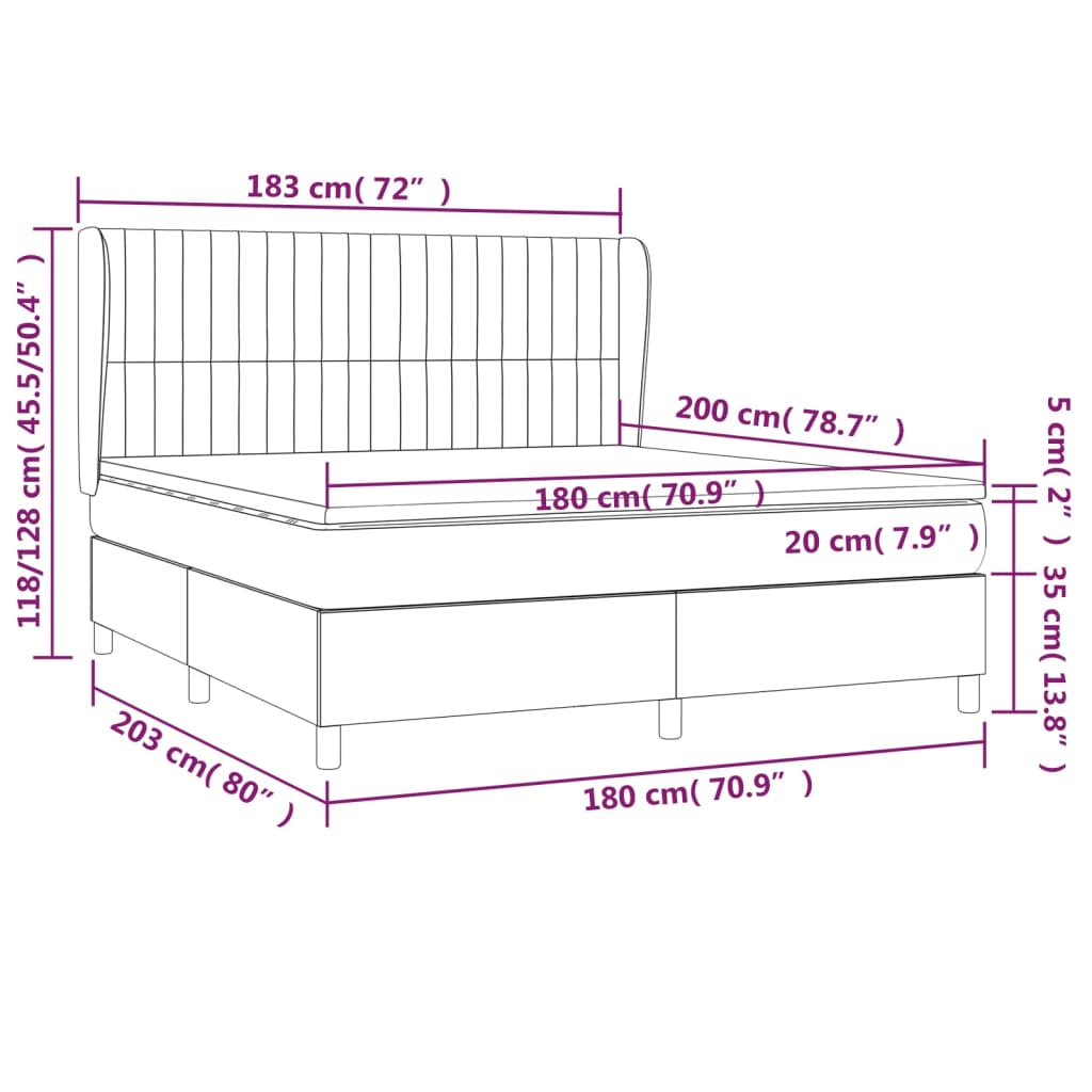 vidaXL Cama com molas/colchão 180x200 cm veludo cinzento-claro