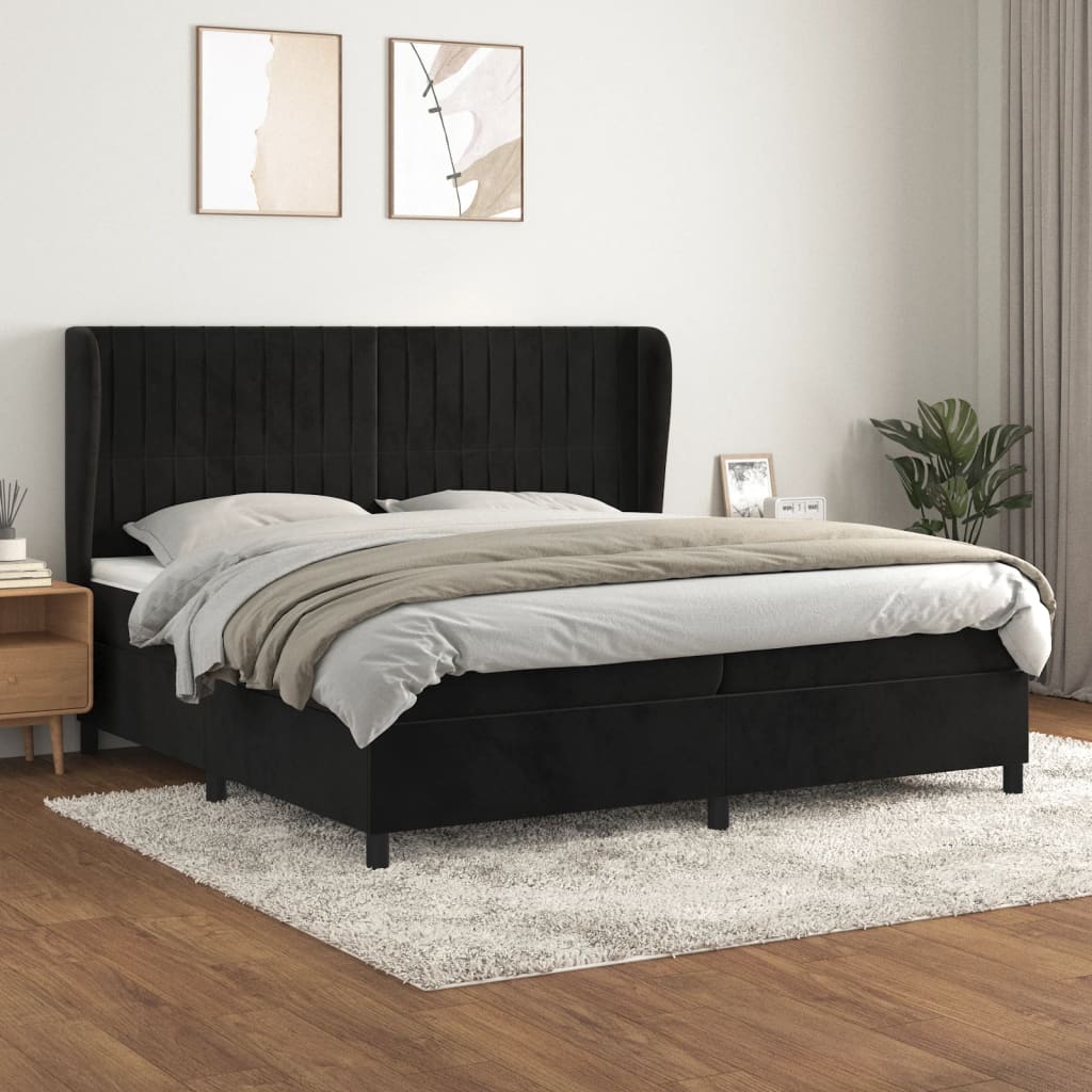 vidaXL Cama com molas/colchão 200x200 cm veludo preto