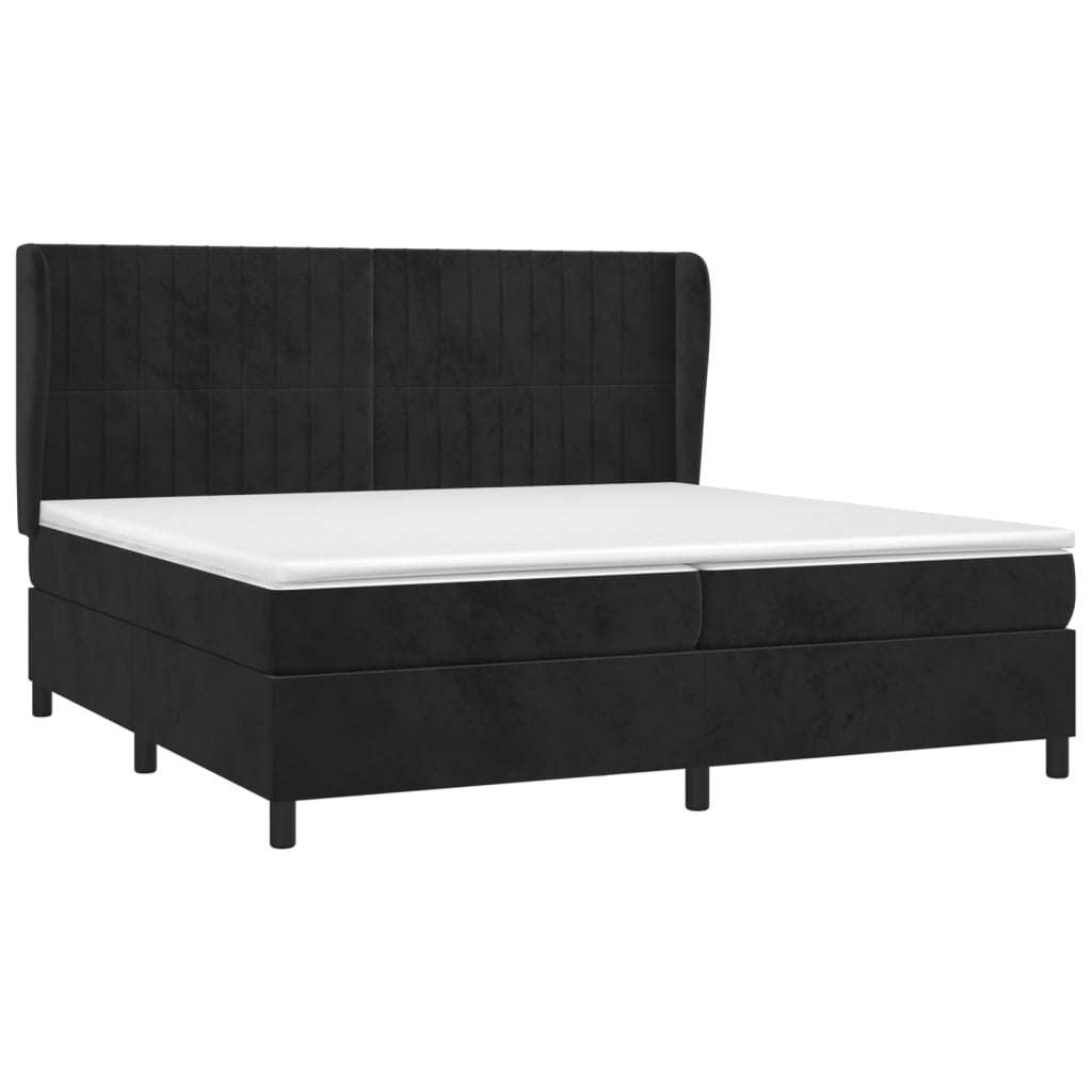 vidaXL Cama com molas/colchão 200x200 cm veludo preto