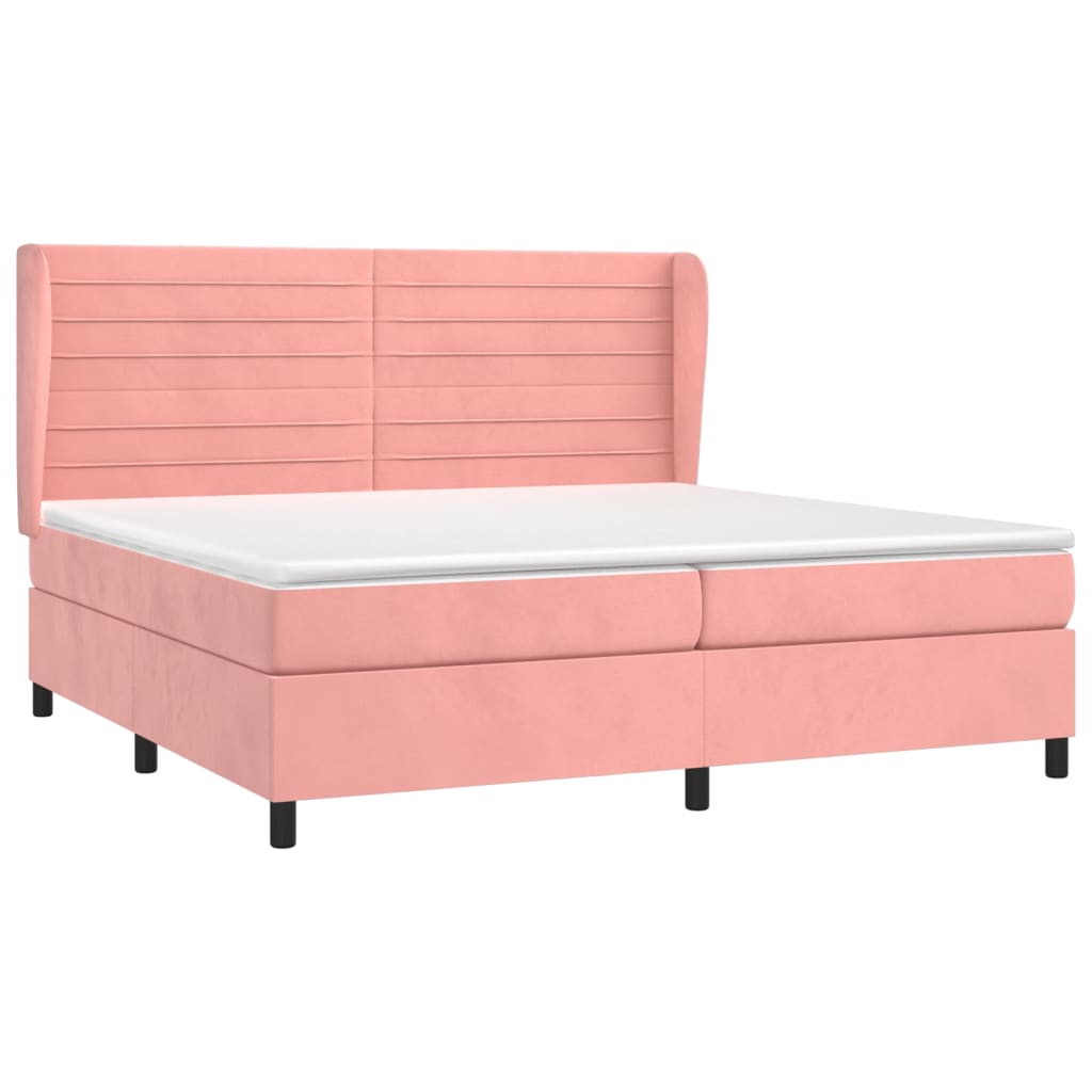 vidaXL Cama com molas/colchão 200x200 cm veludo rosa