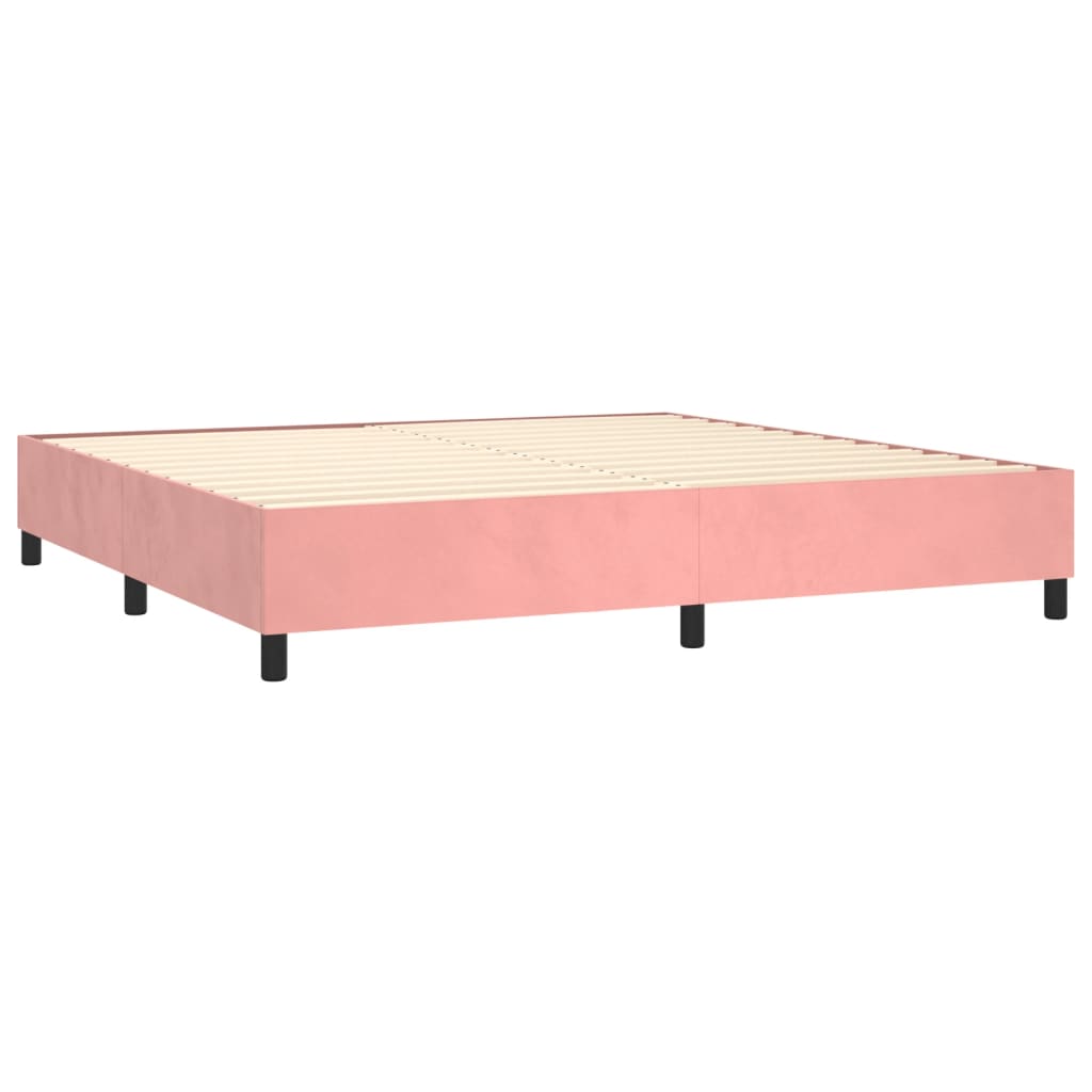 vidaXL Cama com molas/colchão 200x200 cm veludo rosa