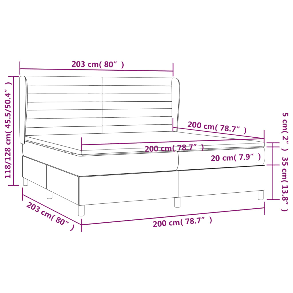 vidaXL Cama com molas/colchão 200x200 cm veludo rosa