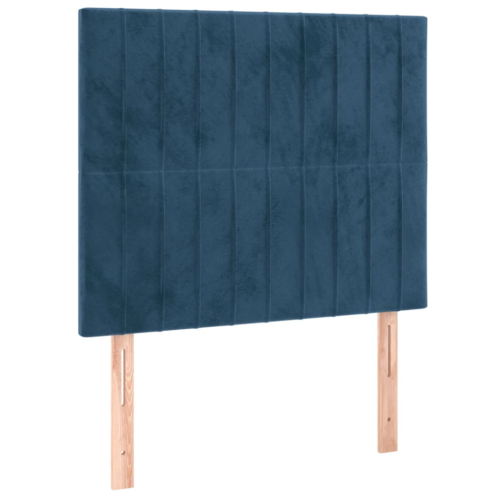 vidaXL Cama com molas/colchão 90x190 cm veludo azul-escuro